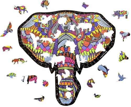 TCG Toys Hidden Shapes Elephant Jigsaw Puzzle - 300 Pieces with 75 Hand-Drawn Hidden Shapes