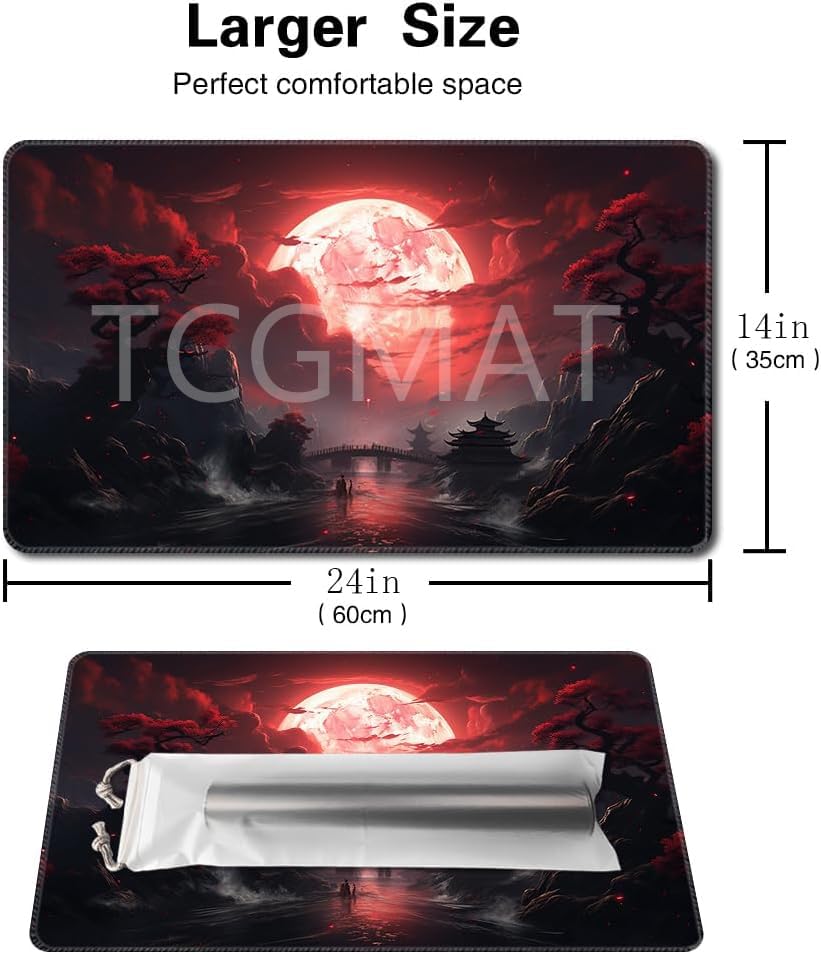 TCGMAT Blood Moon Secrets Playmat - 24x14in Non-Slip Gaming Mat with Free Storage Bag