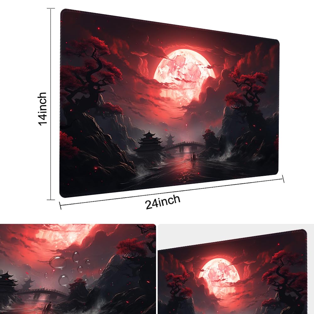 TCGMAT Blood Moon Secrets Playmat - 24x14in Non-Slip Gaming Mat with Free Storage Bag