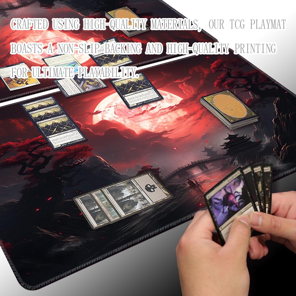 TCGMAT Blood Moon Secrets Playmat - 24x14in Non-Slip Gaming Mat with Free Storage Bag