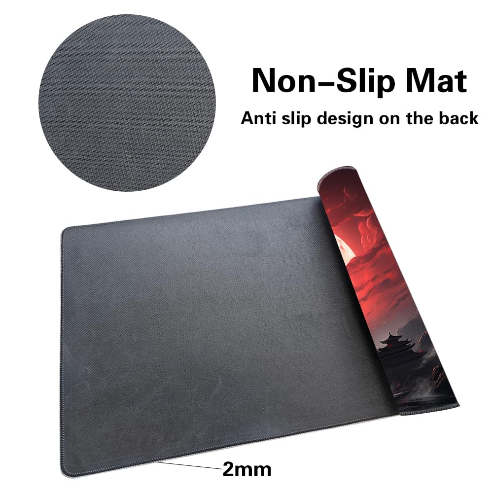 TCGMAT Blood Moon Secrets Playmat - 24x14in Non-Slip Gaming Mat with Free Storage Bag