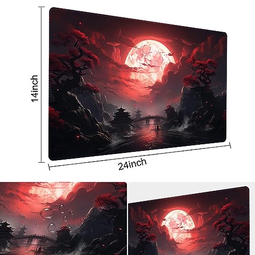 TCGMAT Blood Moon Secrets Playmat - 24x14in Non-Slip Gaming Mat with Free Storage Bag