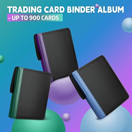 TCGUARD 900-Card 9-Pocket PU Leather Binder for Trading Cards, MTG, Yu-Gi-Oh – Blue