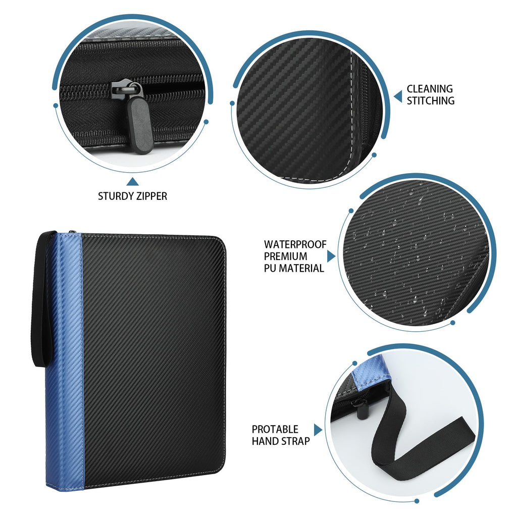 TCGUARD 900-Card 9-Pocket PU Leather Binder for Trading Cards, MTG, Yu-Gi-Oh – Blue