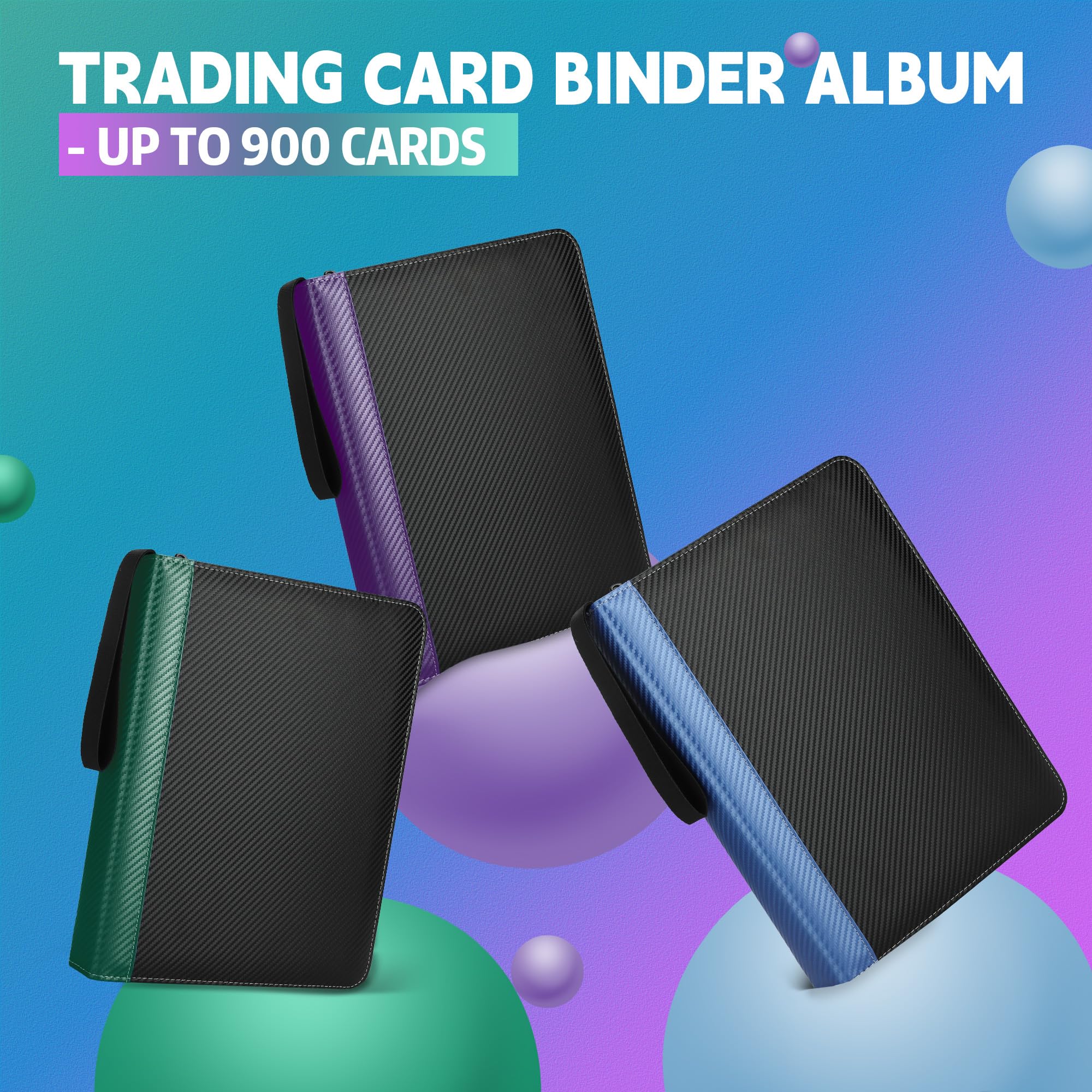 TCGUARD 900-Card 9-Pocket PU Leather Binder for Trading Cards, MTG, Yu-Gi-Oh – Blue