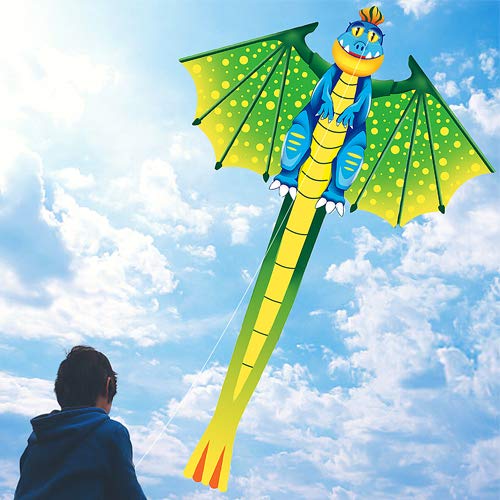 Tcvents Dinosaur Kite for Kids Ages 4-12, Easy to Fly with Handle & 328ft String