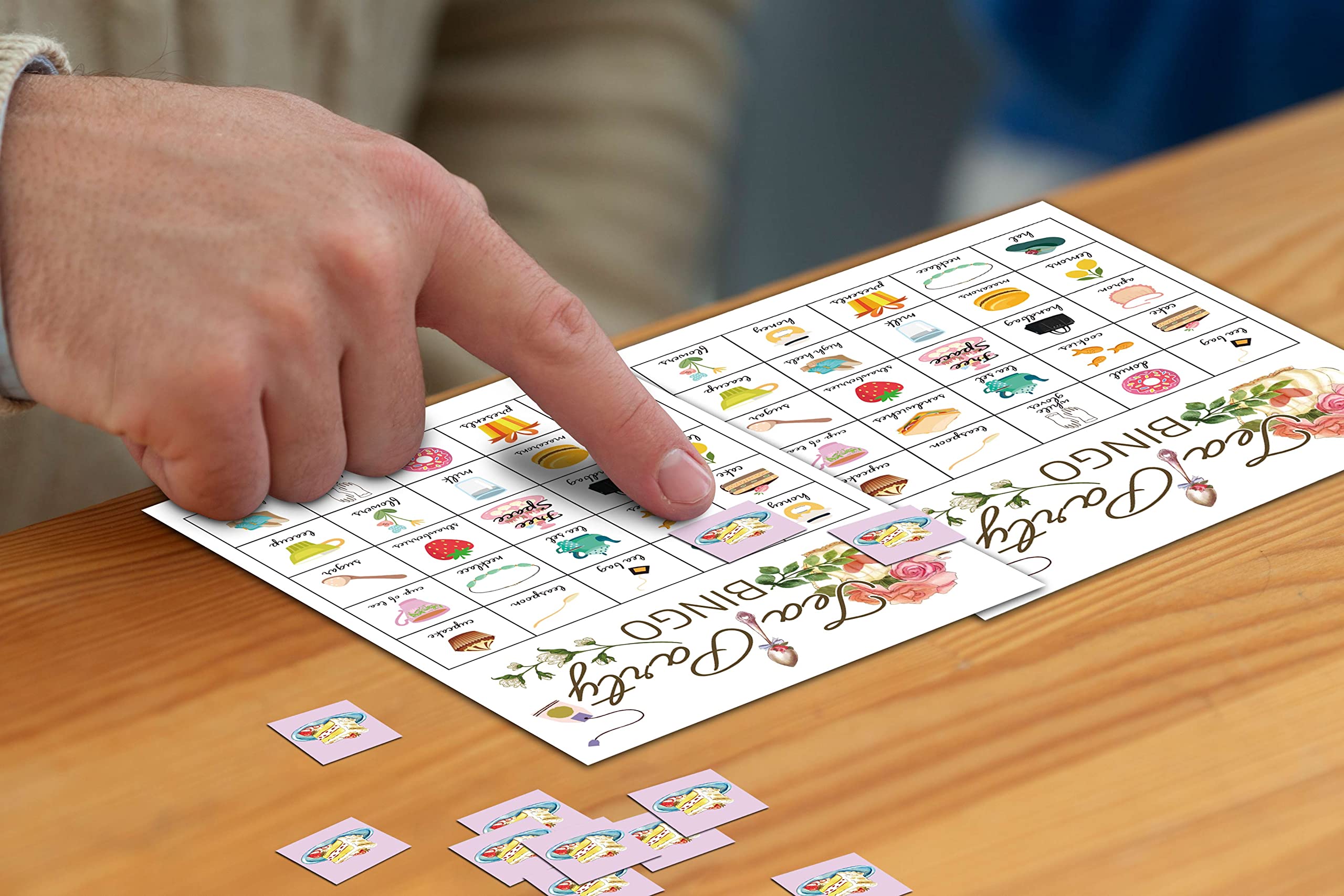Tea Party Bingo Cards – 24 Players, 5x7 Inch Thick Cardstock, Smudge-Proof Matte Finish, Party Game for Adults and Kids