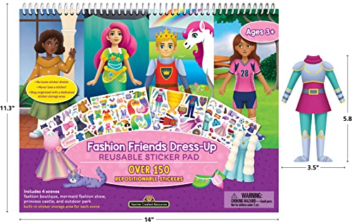 Teacher Created Resources Fashion Friends Dress-Up Reusable Sticker Pad - Over 150 Stickers for Kids Ages 3+