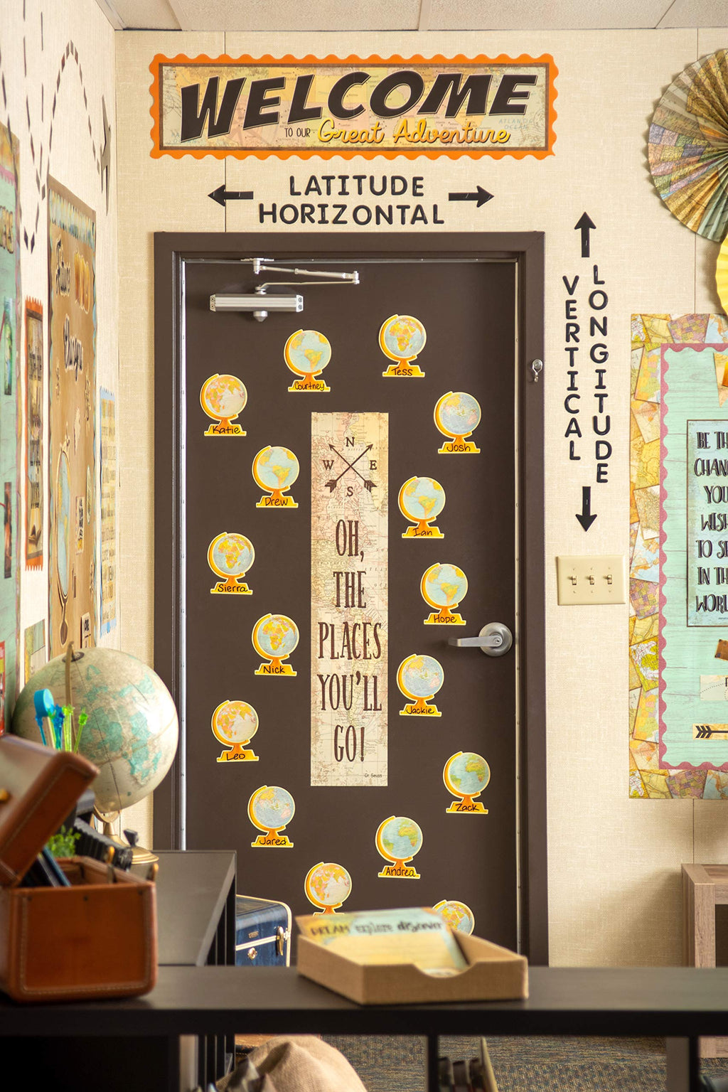 Teacher Created Resources Travel The Map Globe Accents - 30 Pack, 6 Inch Paper Cutouts, 5 Designs for Classroom Decor