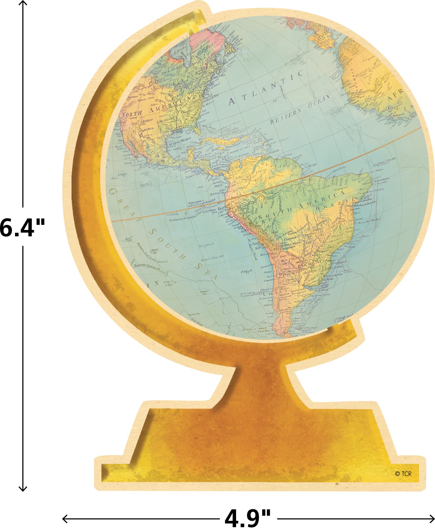 Teacher Created Resources Travel The Map Globe Accents - 30 Pack, 6 Inch Paper Cutouts, 5 Designs for Classroom Decor