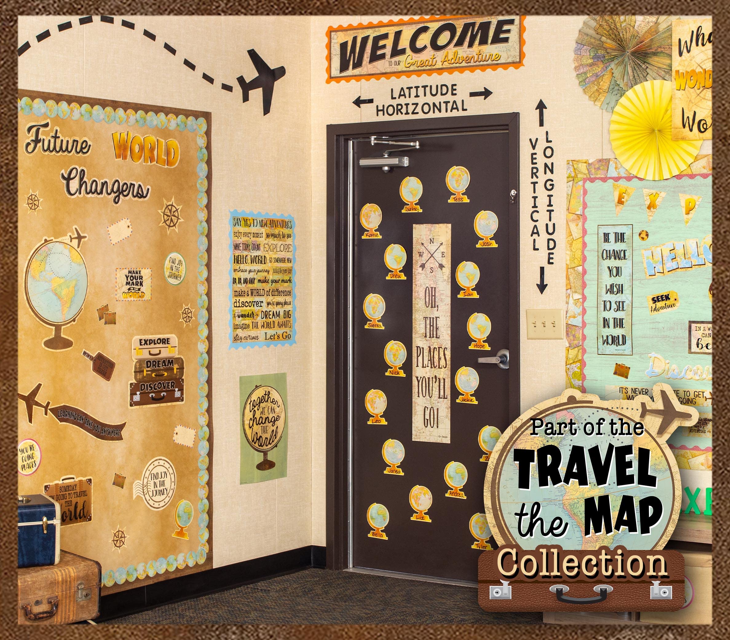 Teacher Created Resources Travel The Map Globe Accents - 30 Pack, 6 Inch Paper Cutouts, 5 Designs for Classroom Decor