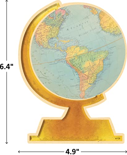Teacher Created Resources Travel The Map Globe Accents - 30 Pack, 6 Inch Paper Cutouts, 5 Designs for Classroom Decor
