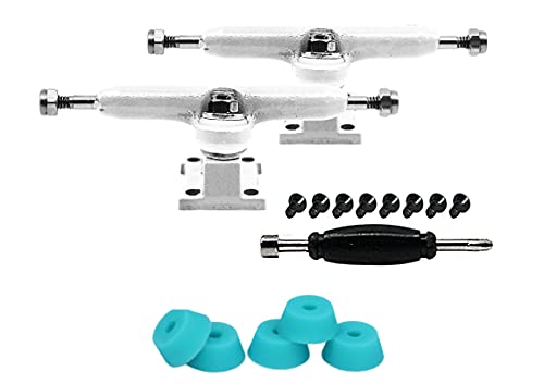 Teak Tuning 32mm Prodigy Gen2 Pro Fingerboard Trucks – White Colorway with Locknut Kingpin and Pro Duro Bushings