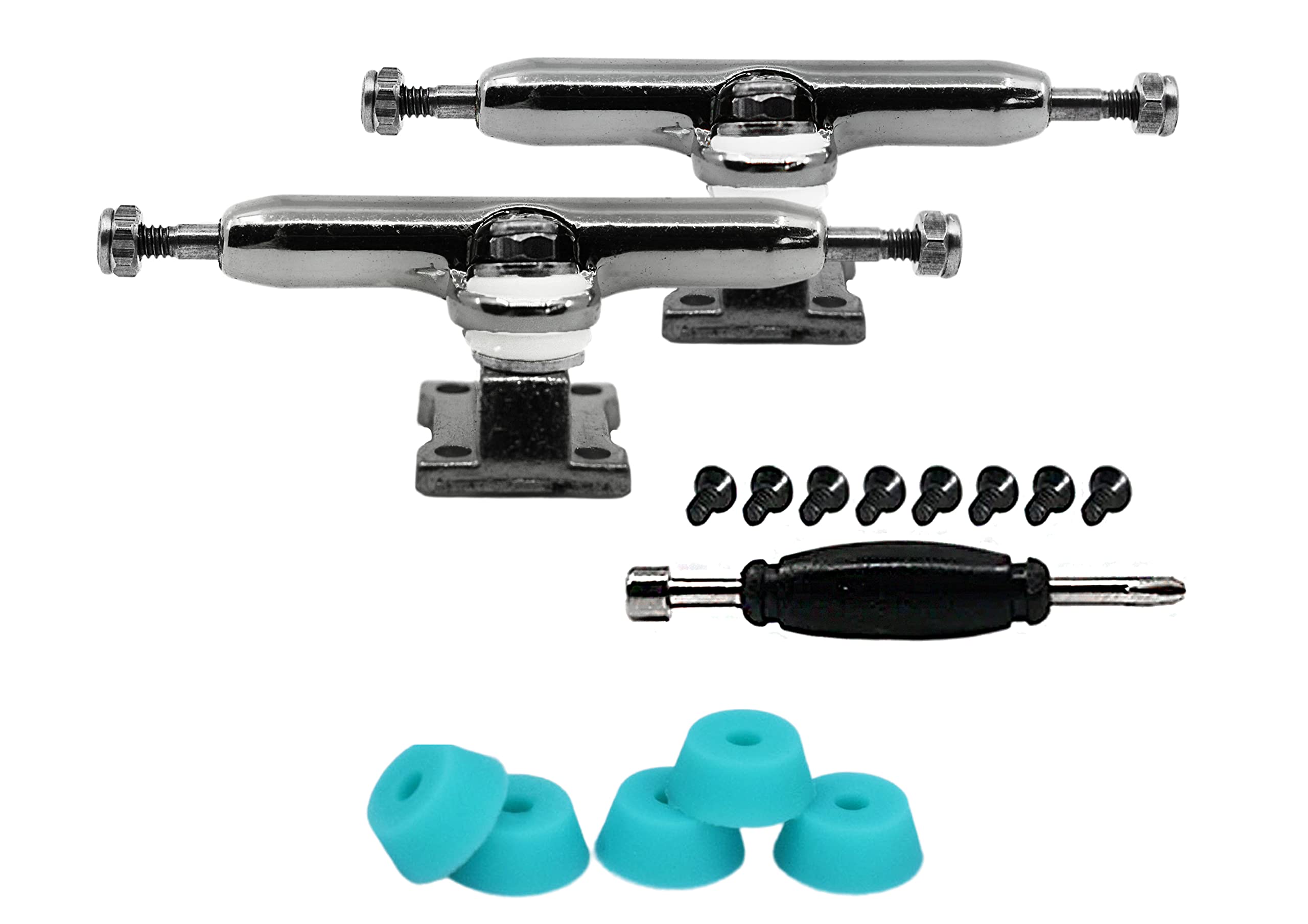 Teak Tuning Prodigy Gen2 Pro Fingerboard Trucks - 32mm Silver, Locknut Kingpin, Pro Duro Bushings
