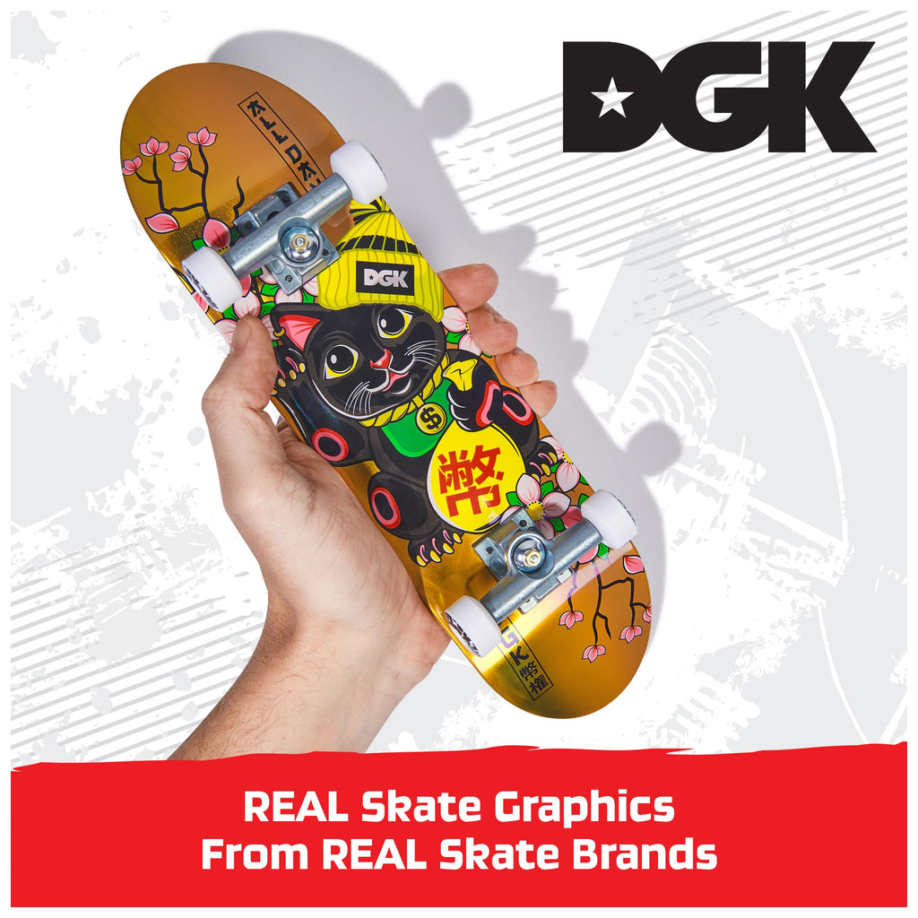 Tech Deck DGK Handboard - Authentic Mini Skateboard for Hands, 10.857-Inch Long, Die-Cast Trucks, Ages 6+