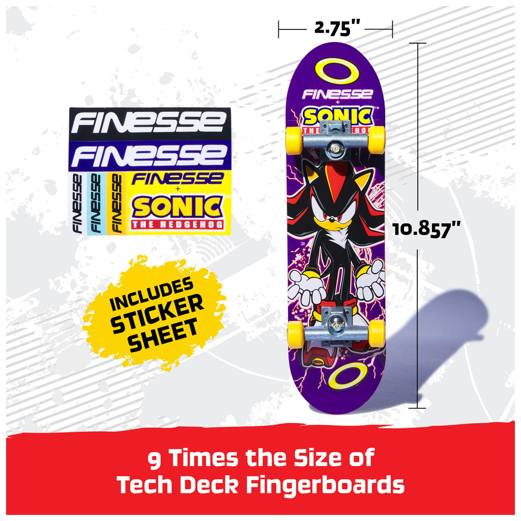 Tech Deck Finesse X Sonic The Hedgehog Handboard - Large Hand Skateboard for Tricks, Ages 6+