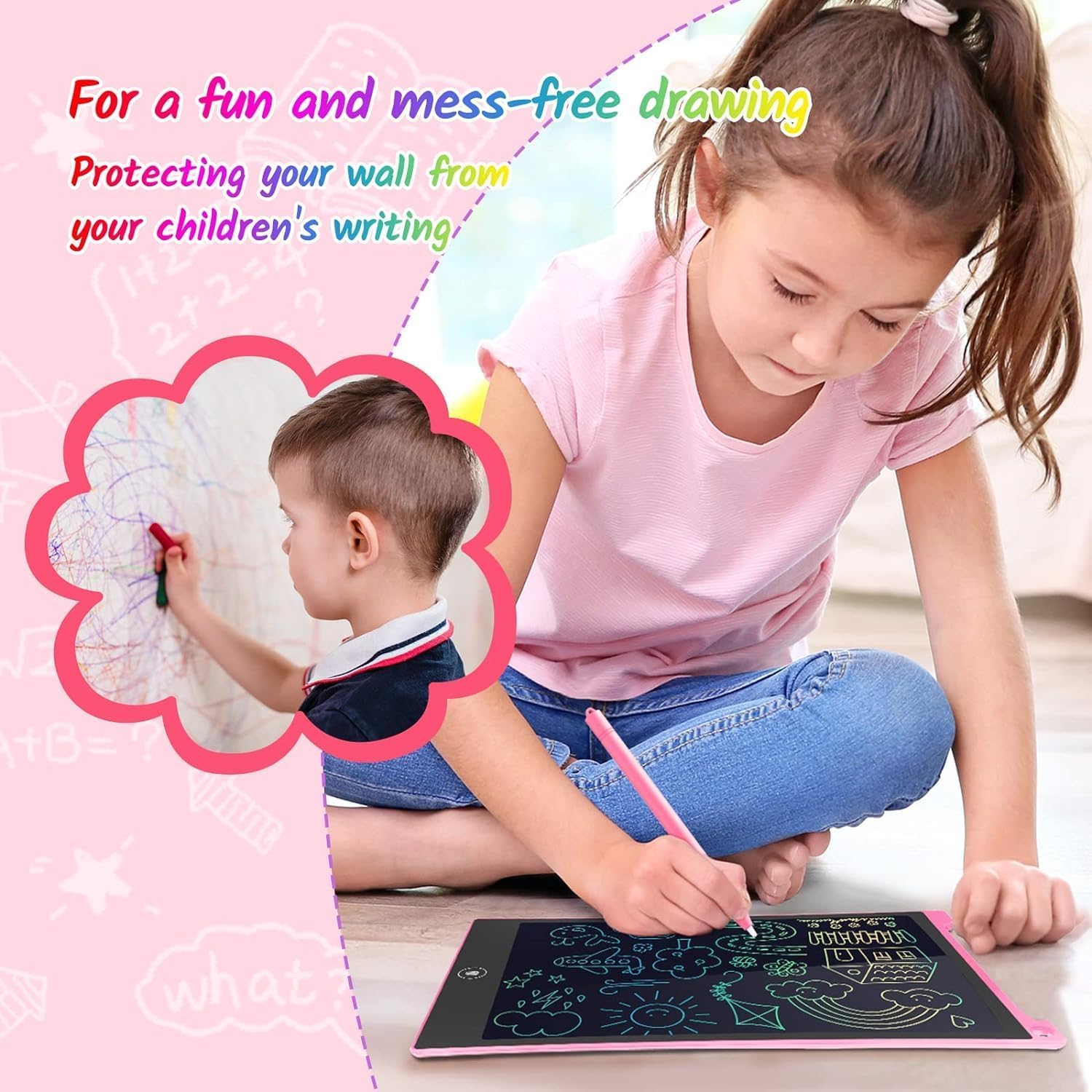 TECJOE 10-Inch LCD Writing Tablet 2-Pack – Colorful Doodle Board for Kids Ages 3-8