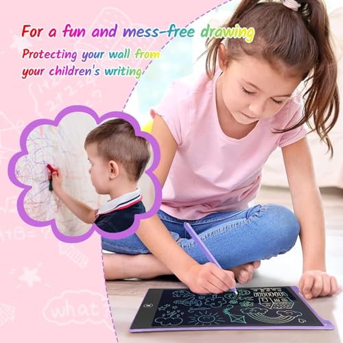 TECJOE 10-Inch LCD Writing Tablet 2-Pack – Colorful Doodle Board for Kids, Travel Learning Toy, Gift for Ages 3-8