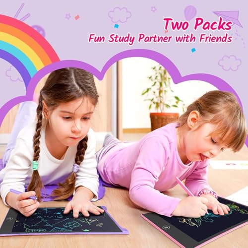 TECJOE 10-Inch LCD Writing Tablet 2-Pack – Colorful Doodle Board for Kids, Travel Learning Toy, Gift for Ages 3-8