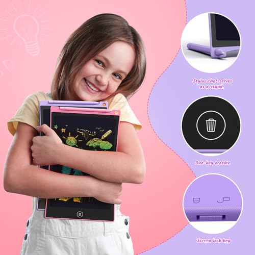 TECJOE 10-Inch LCD Writing Tablet 2-Pack – Colorful Doodle Board for Kids, Travel Learning Toy, Gift for Ages 3-8