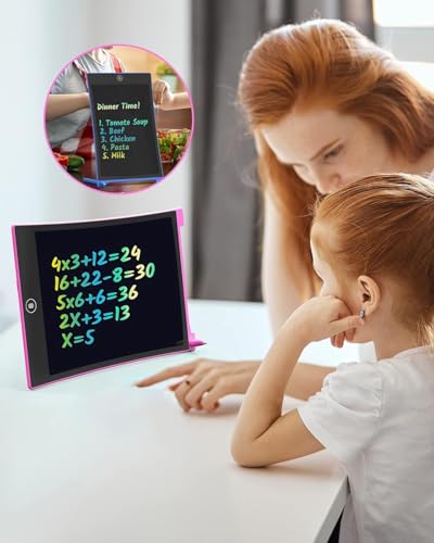 TECJOE 2-Pack 8.5-Inch LCD Writing Tablets – Colorful Doodle Boards for Kids Ages 3-6, Travel Learning Toys (Blue & Pink)