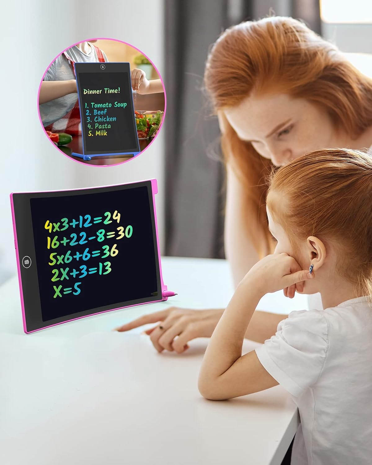 TECJOE 2-Pack 8.5-Inch LCD Writing Tablets – Colorful Doodle Boards for Kids Ages 3-6, Travel Learning Toys (Blue & Pink)