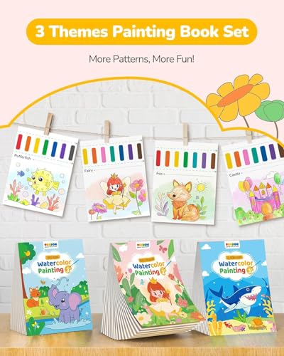 TECJOE 3-Pack Water Painting Books: Mess-Free Art Set for Toddlers (Forest, Sea & Princess)