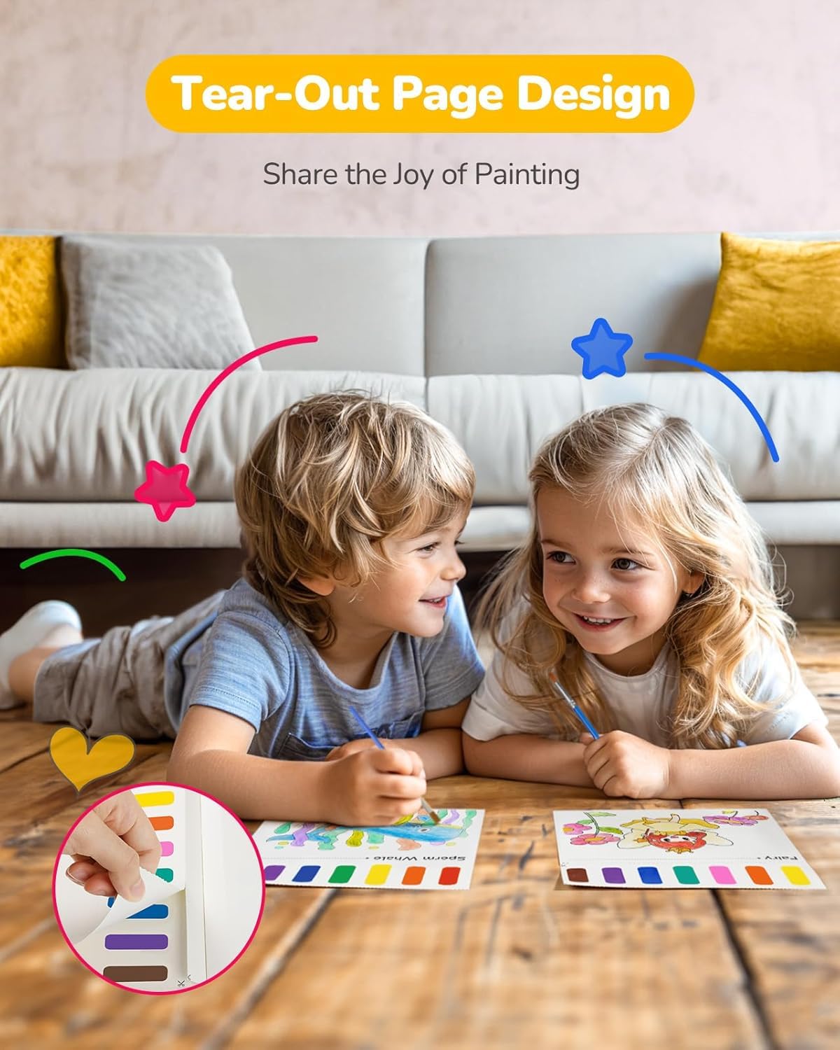 TECJOE 3-Pack Water Painting Books: Mess-Free Art Set for Toddlers (Forest, Sea & Princess)
