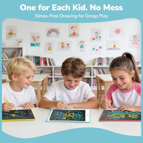 TECJOE 4-Pack 8.5-Inch LCD Writing Tablets: Colorful Drawing Boards for Kids, Travel-Friendly Reusable Doodle Pads for Ages 3-8