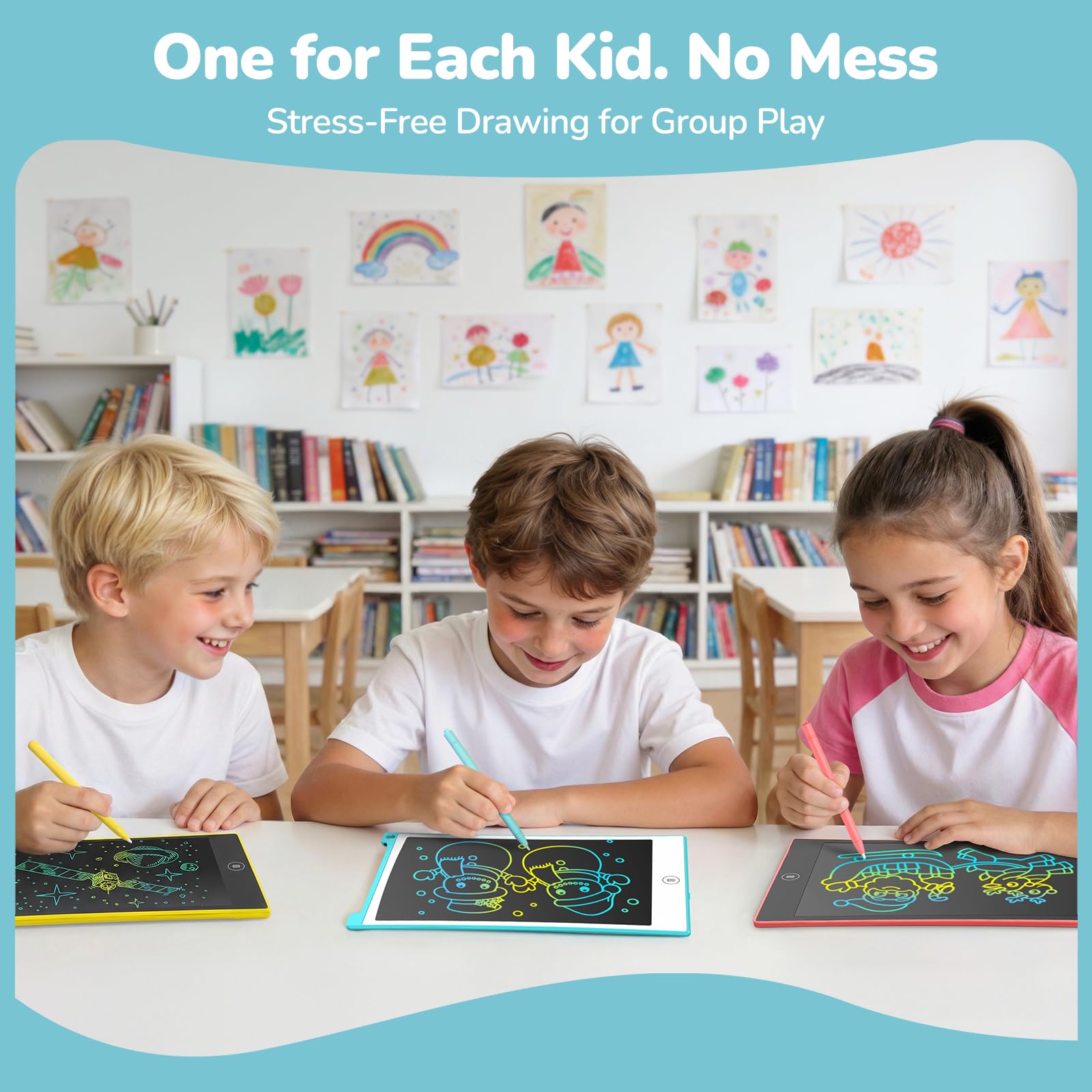 TECJOE 4-Pack 8.5-Inch LCD Writing Tablets: Colorful Drawing Boards for Kids, Travel-Friendly Reusable Doodle Pads for Ages 3-8