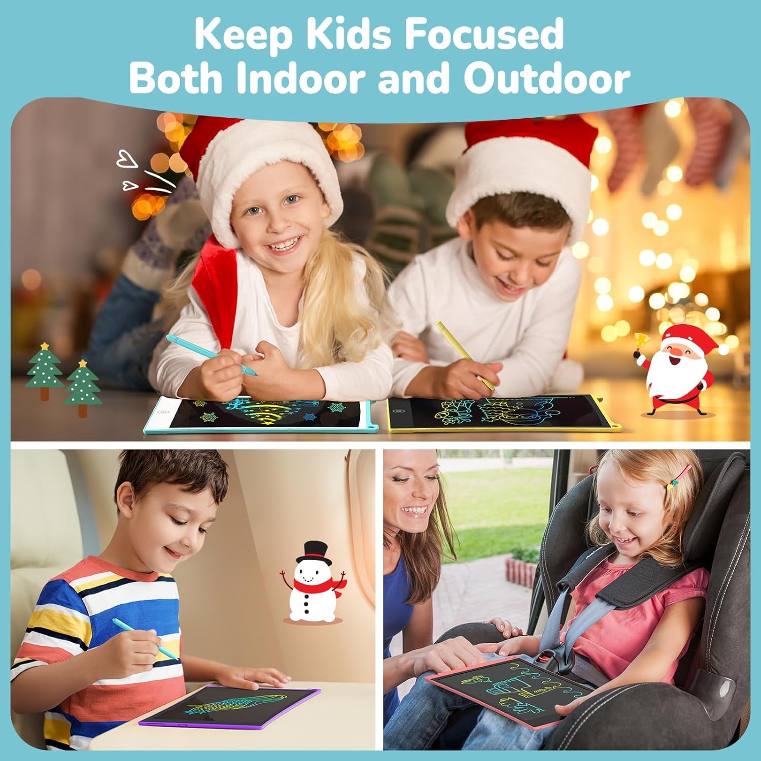 TECJOE 4-Pack 8.5-Inch LCD Writing Tablets: Colorful Drawing Boards for Kids, Travel-Friendly Reusable Doodle Pads for Ages 3-8