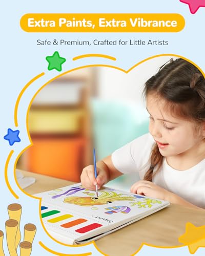 TECJOE Marine Animal Paint with Water Book – Mess-Free Watercolor Set for Kids Ages 4-8 with 3 Brushes