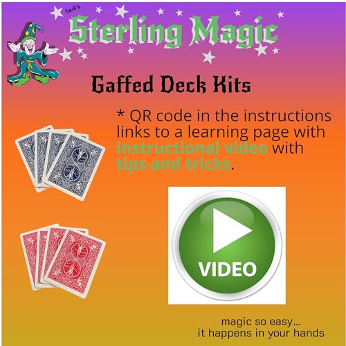 Ted's Sterling Magic Professional Gaffed Deck Kit – Bicycle Stock Cards with Video Tutorials for Beginner to Pro Magicians
