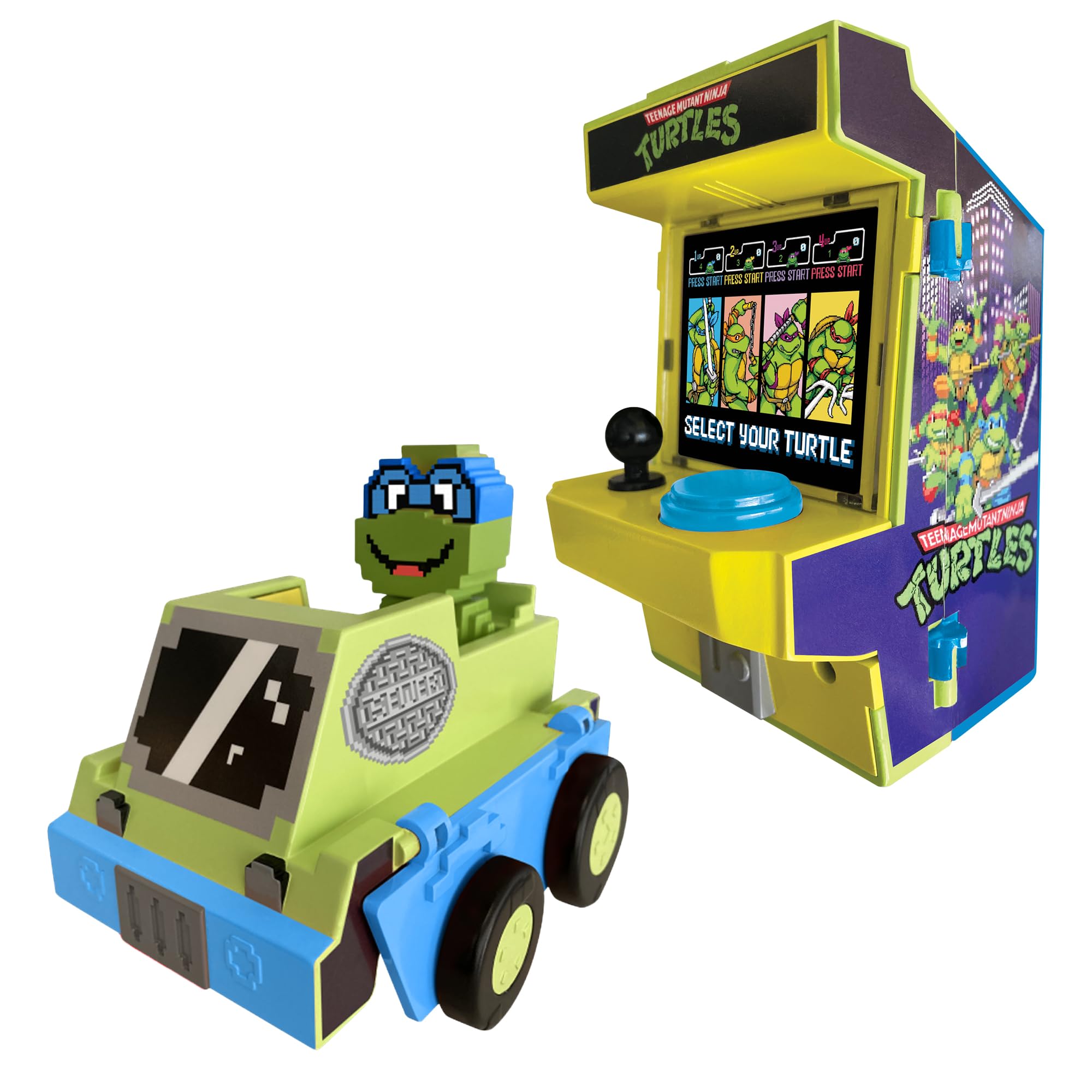 Teenage Mutant Ninja Turtles Arcade Cruisers Leonardo Edition - 2-in-1 Arcade Cabinet to Transforming Vehicle with Lights, Sounds, and Dual-Screen Lenticular Display