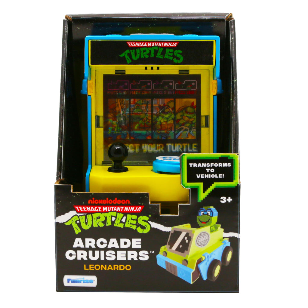 Teenage Mutant Ninja Turtles Arcade Cruisers Leonardo Edition - 2-in-1 Arcade Cabinet to Transforming Vehicle with Lights, Sounds, and Dual-Screen Lenticular Display