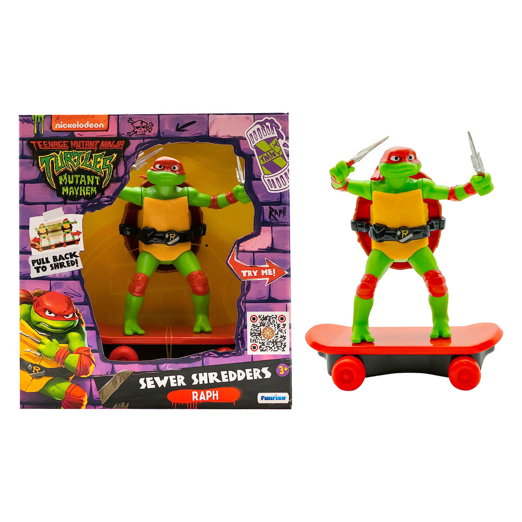 Teenage Mutant Ninja Turtles Raphael Sewer Shredder Pullback Skateboard Toy for Kids Ages 3+