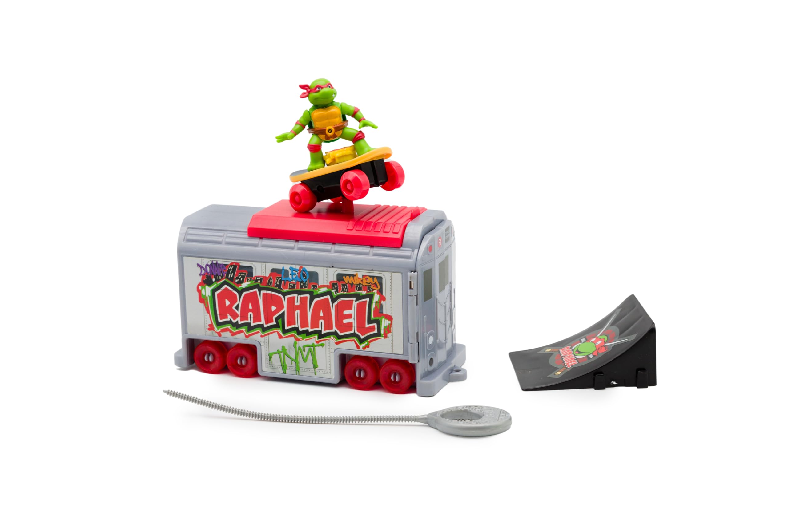 Teenage Mutant Ninja Turtles Raphael Switch Kick Subway Launcher – Launch Skaters with Custom Subway Car, Ages 3+