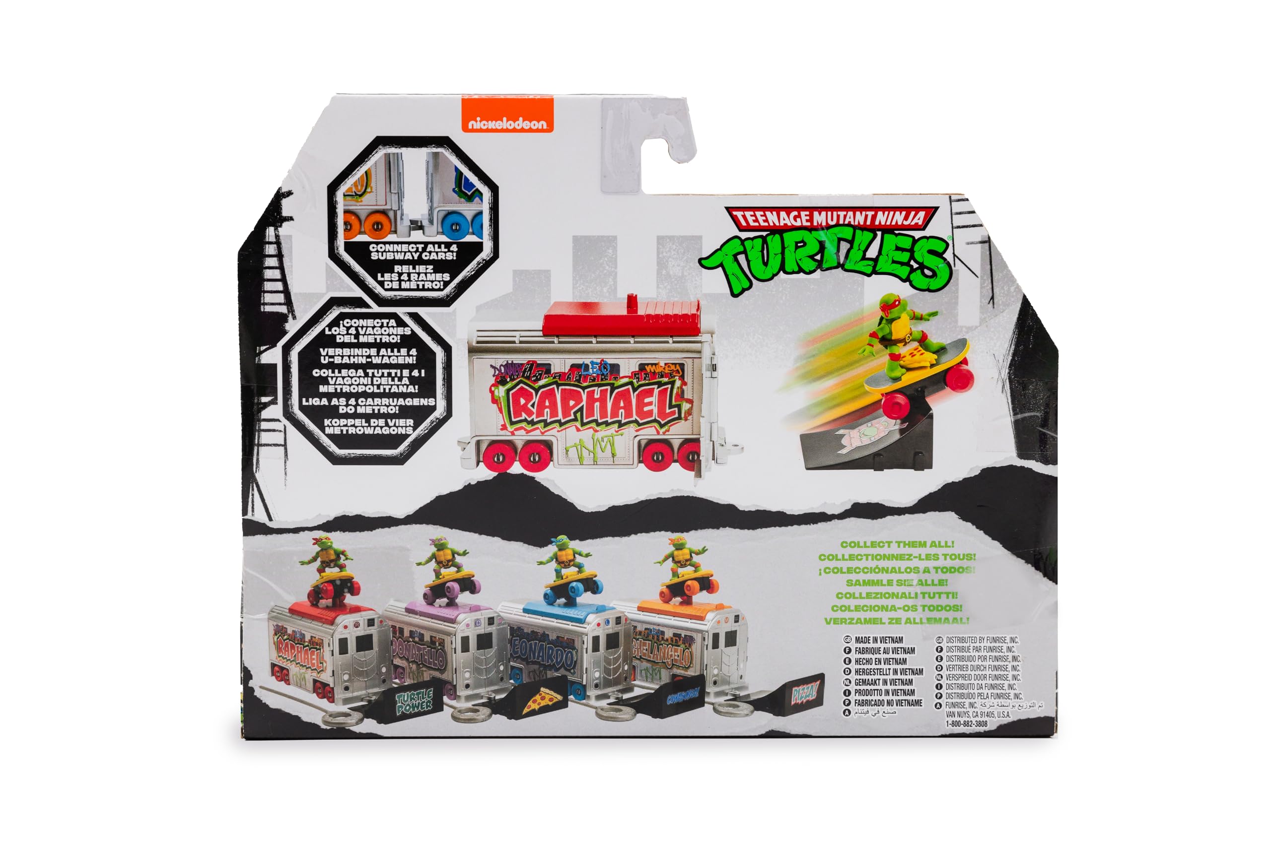 Teenage Mutant Ninja Turtles Raphael Switch Kick Subway Launcher – Launch Skaters with Custom Subway Car, Ages 3+