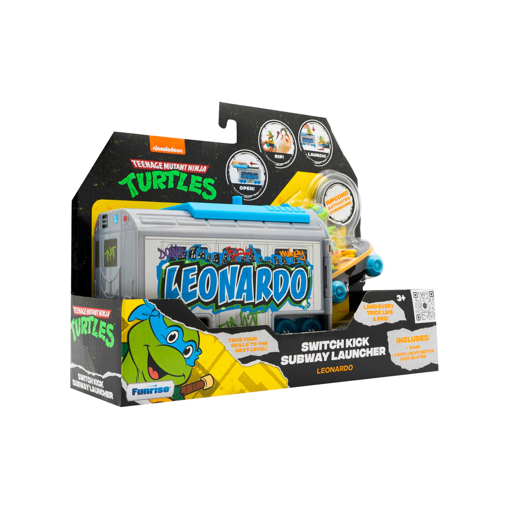 Teenage Mutant Ninja Turtles Switch Kick Subway Launcher Leonardo – Launch Skater Figures with Signature Katanas