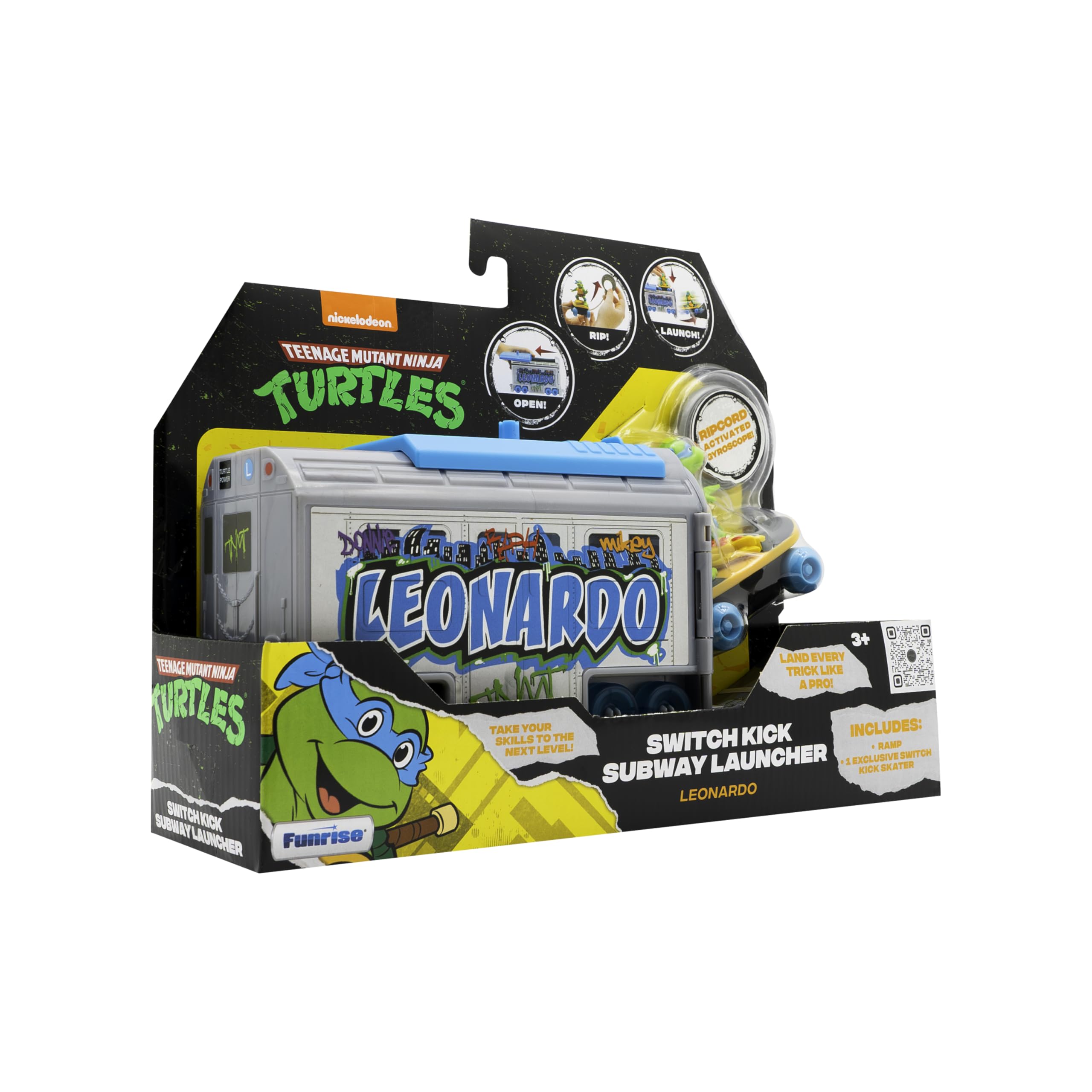 Teenage Mutant Ninja Turtles Switch Kick Subway Launcher Leonardo – Launch Skater Figures with Signature Katanas