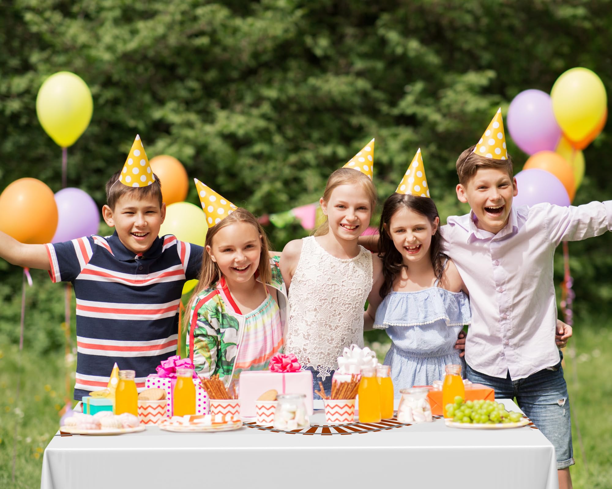 Teenyyou 3-Pack Train Track Tablecloths - 54x108 Inch Plastic Party Table Covers for Railroad Themed Birthdays