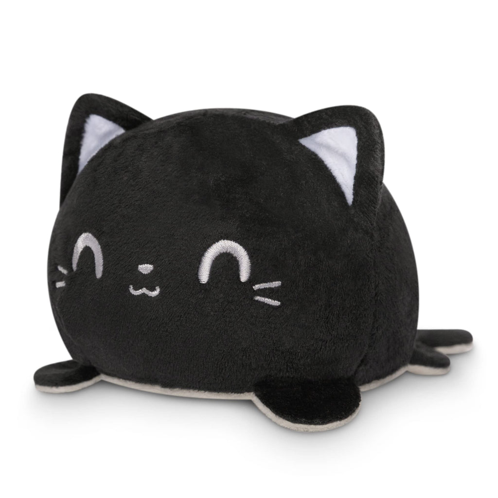 TeeTurtle 4-Inch Reversible Cat Plushie – Gray and Black Flip Toy with Embroidered Details