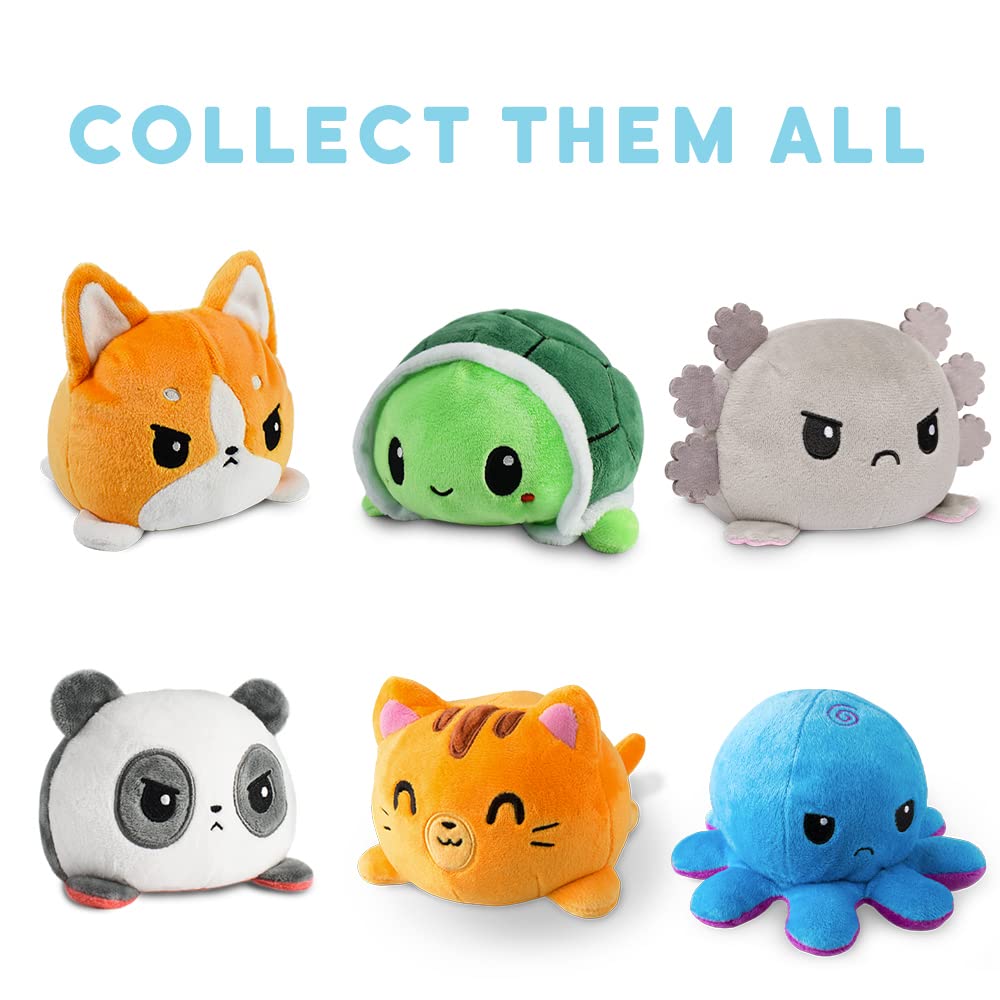 TeeTurtle 4-Inch Reversible Cat Plushie – Gray and Black Flip Toy with Embroidered Details