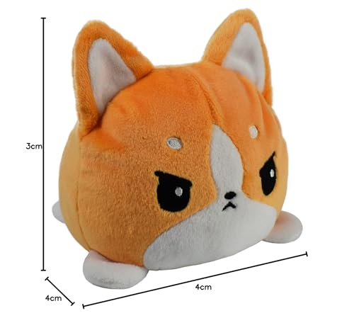 TeeTurtle 4-Inch Reversible Corgi Plushie – Orange Flip Toy with Embroidered Details for Collectors