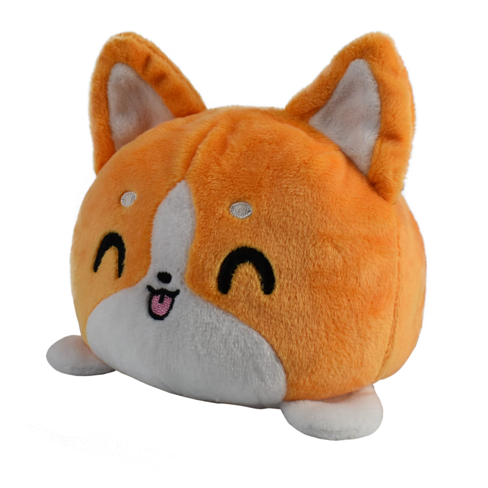 TeeTurtle 4-Inch Reversible Corgi Plushie – Orange Flip Toy with Embroidered Details for Collectors