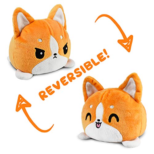 TeeTurtle 4-Inch Reversible Corgi Plushie – Orange Flip Toy with Embroidered Details for Collectors