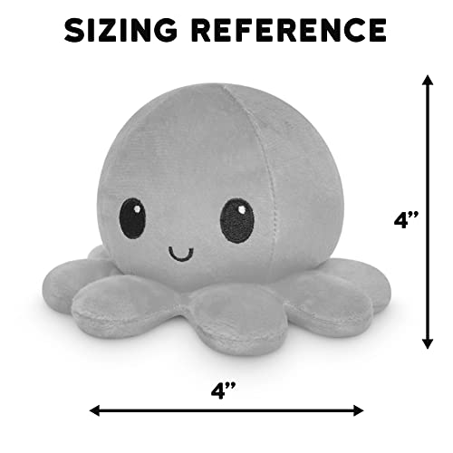 TeeTurtle 4-Inch Reversible Octopus Plush – Red and Green Two-Sided Flip Toy with Embroidered Faces