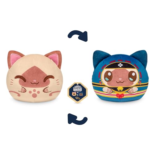 TeeTurtle 4-Inch Reversible Palico Plushie - Official Capcom Flip Plush with Two Expressions - Soft Embroidered Collectible Toy