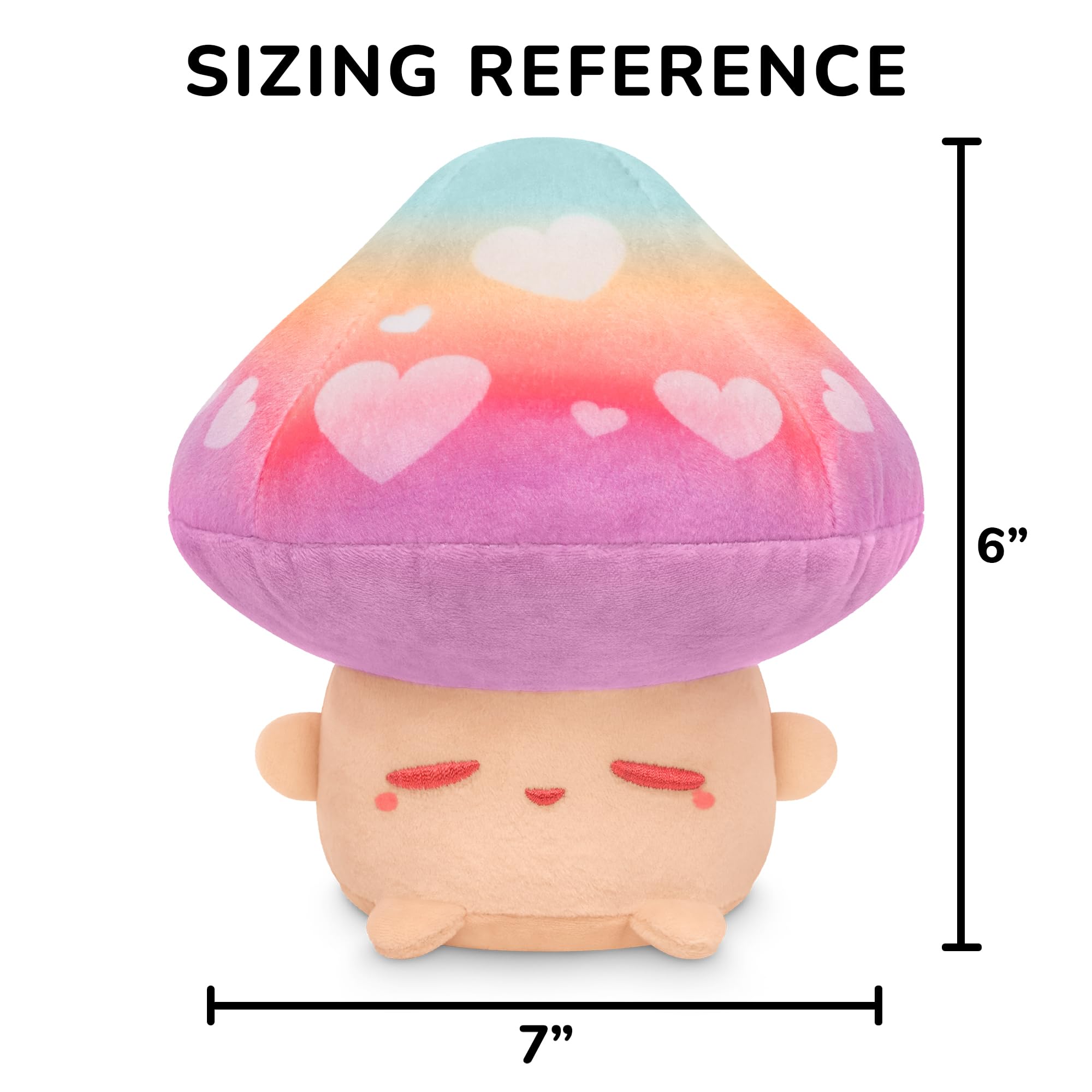 TeeTurtle 6-Inch Hearts Mushroom Plushie – Soft Velboa Stuffed Animal for Ages 3+