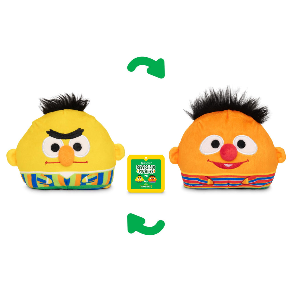 TeeTurtle Bert and Ernie Reversible Plushie - 4" Sesame Street Mood Toy, Soft Stuffed Animal for Kids and Adults